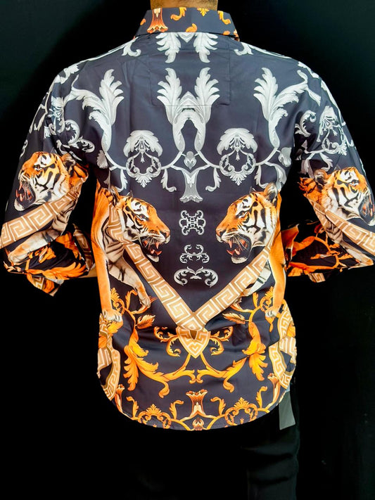 Tiger Print Black Shirt PATTERNS FOR MEN