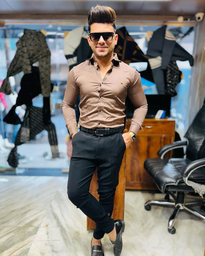 Luxe Shine Satin Shirt – Silver Grey PATTERNS FOR MEN