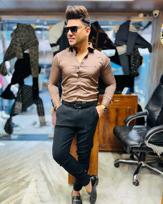 Luxe Shine Satin Shirt – Silver Grey PATTERNS FOR MEN