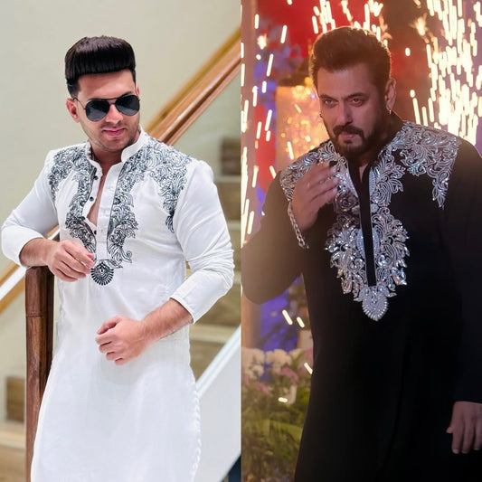 "Regal Noir Embroidered Kurta" PATTERNS FOR MEN