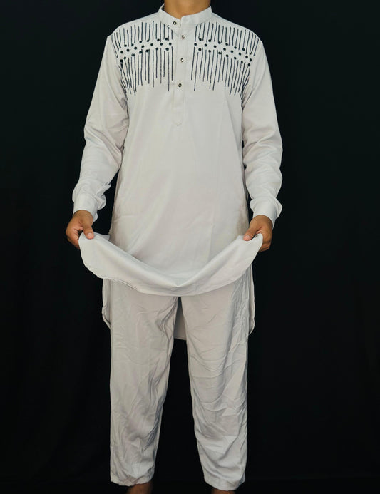 Armani Black Handwork Kurta for Men PATTERNS FOR MEN